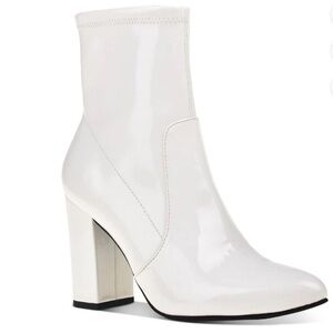 Chic White Patent Leather Ankle Boots